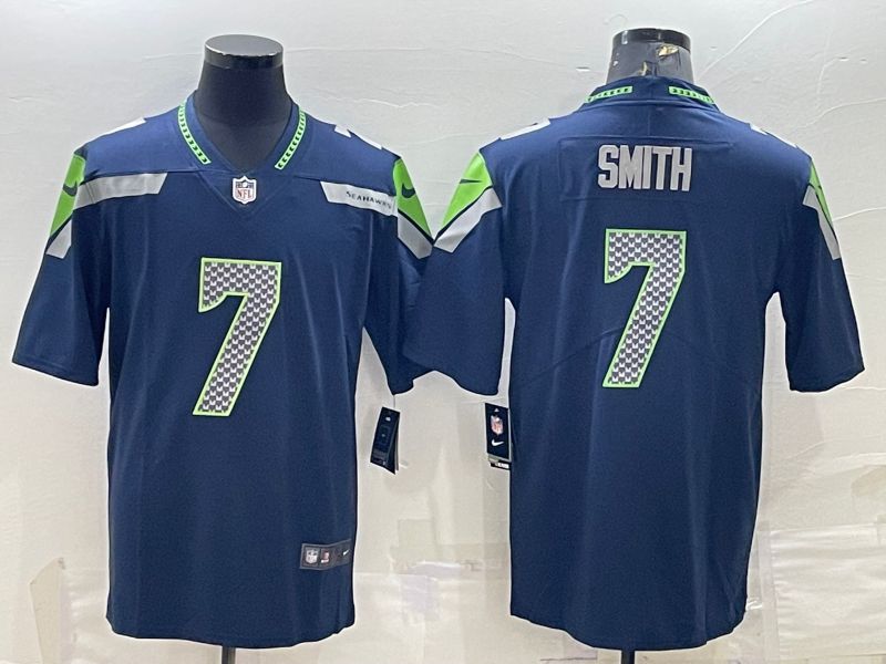 Men Seattle Seahawks #7 Smith Blue 2022 Nike New Vapor Untouchable Limited NFL Jersey->denver broncos->NFL Jersey